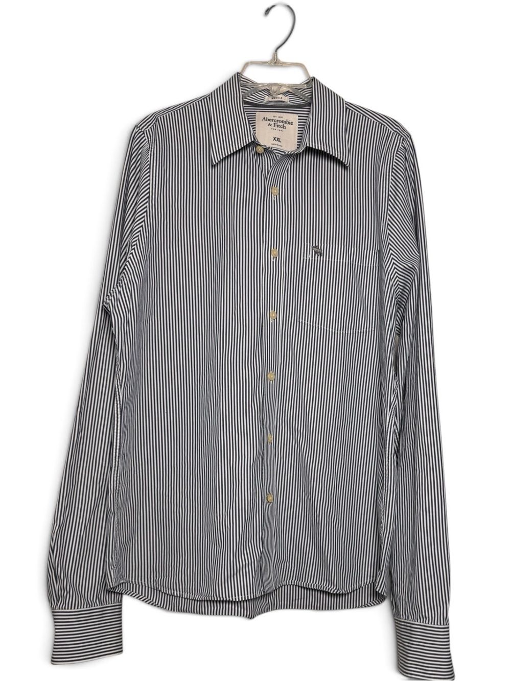 Abercrombie Men’s XXL Long Sleeve Muscle Fit Striped Button Down Shirt Cotton - Picture 2 of 9